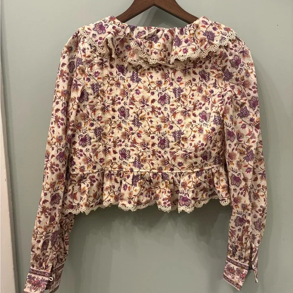 Sezane alexiana nausica quilted ruffle blouse - Picture 11 of 13